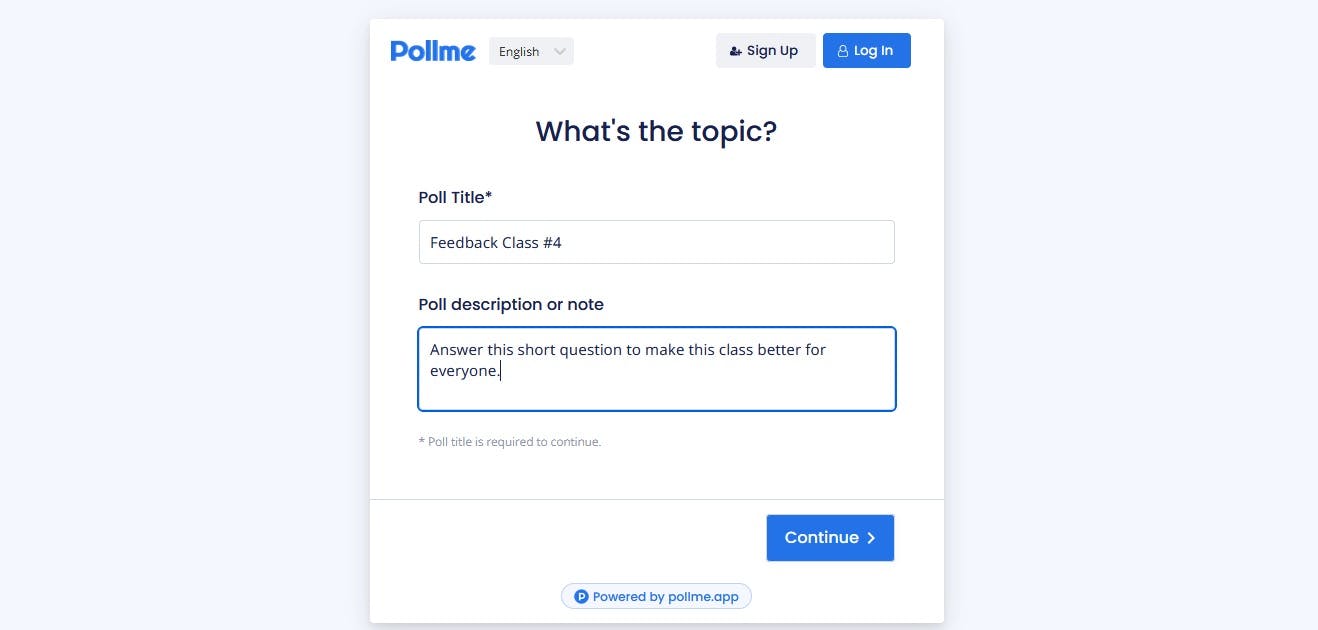 Pollme create page